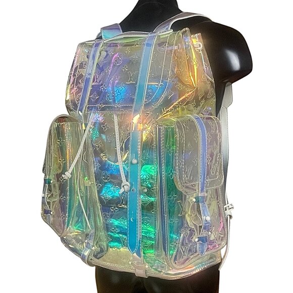 LOUIS VUITTON Christopher GM Prism PVC Monogram Backpack Mens XL +TAGS DUST BAG - Picture 2 of 16